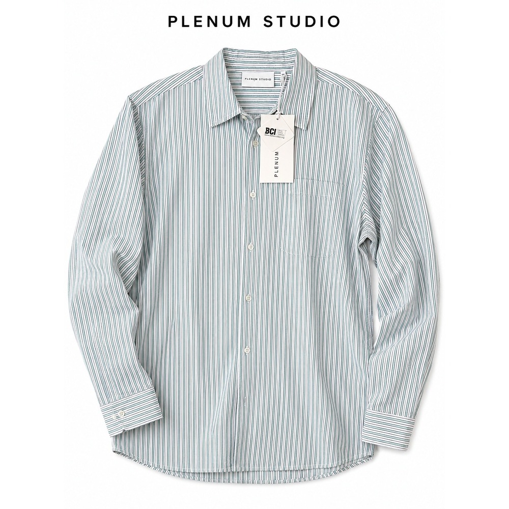 Plenum Studio NWT Men's Striped Button Down Shirt XL Coastal Minimalist Cotton